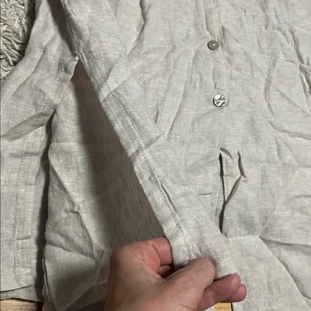 Tahari NWT Beige sand Button-Down Maxi Dress Linen with deep pockets - Picture 5 of 6